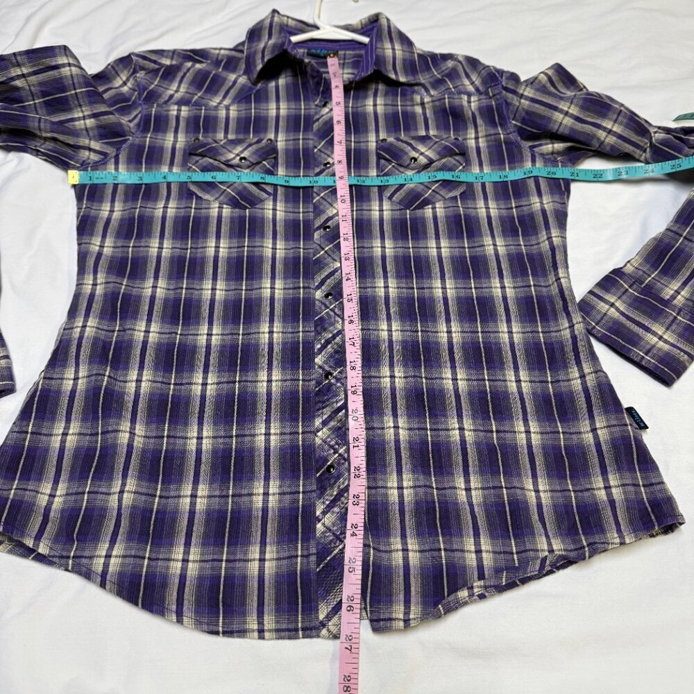KÜHL Women’s Snap Shirt XL Purple Plaid Long Sleeve EUC - Picture 9 of 11